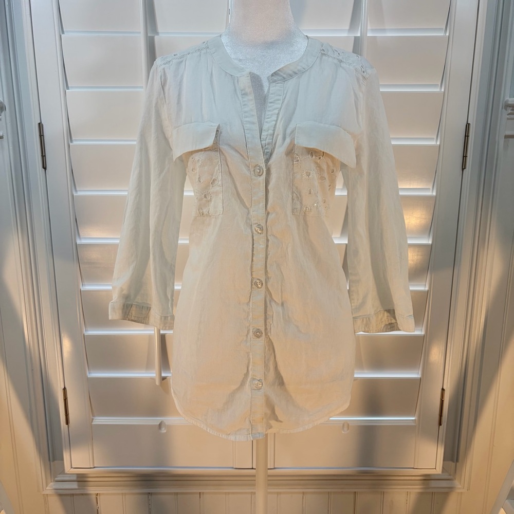 Chico's White Button-Down Shirt - Picture 3 of 8